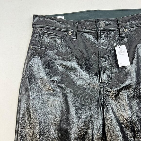 Gap Womens Faux Leather Vintage Slim Pants High Rise Black Size 10 Pockets New - Picture 4 of 10